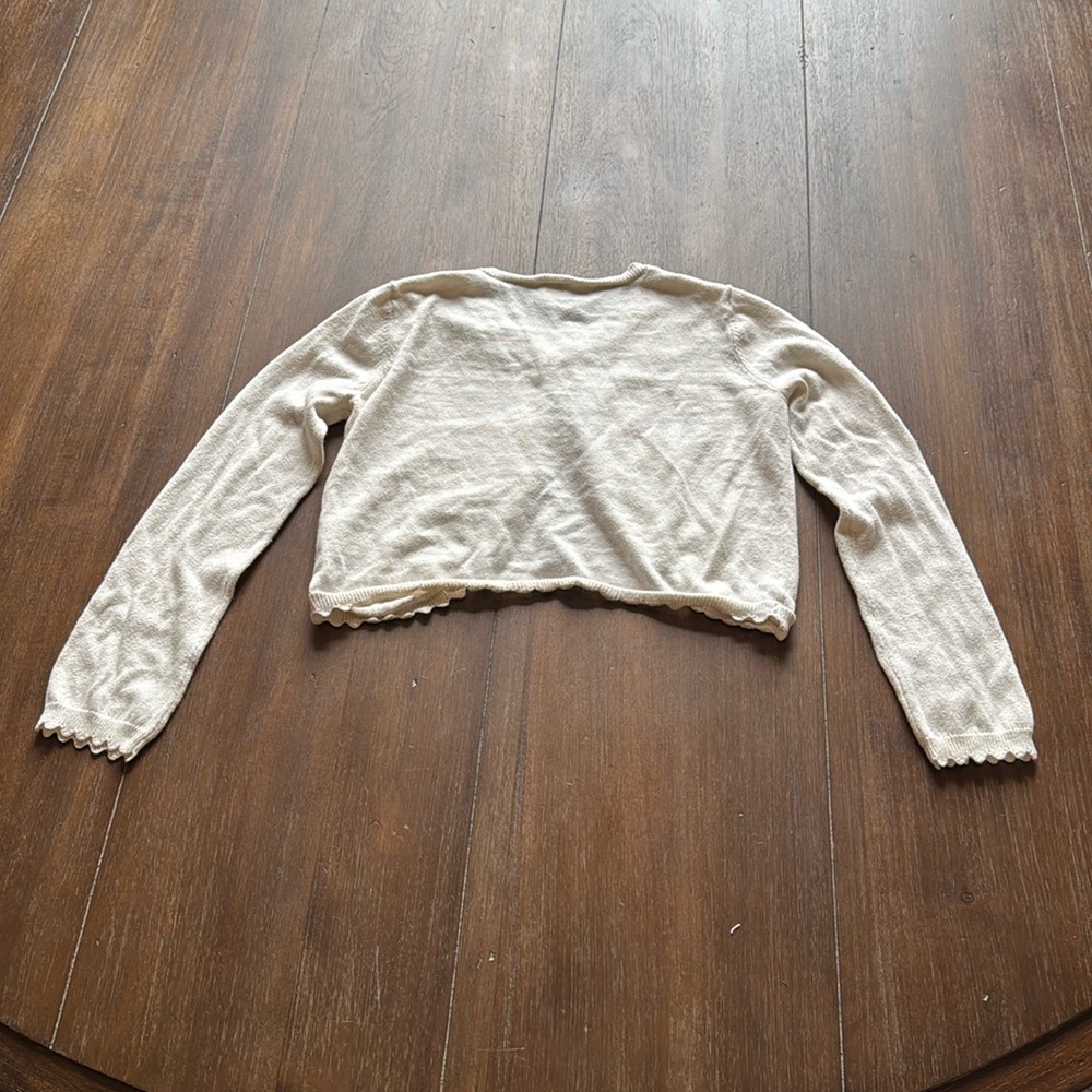 Size 7 Harper Canyon cream off white bolero cardigan cotton sweater - Picture 4 of 6